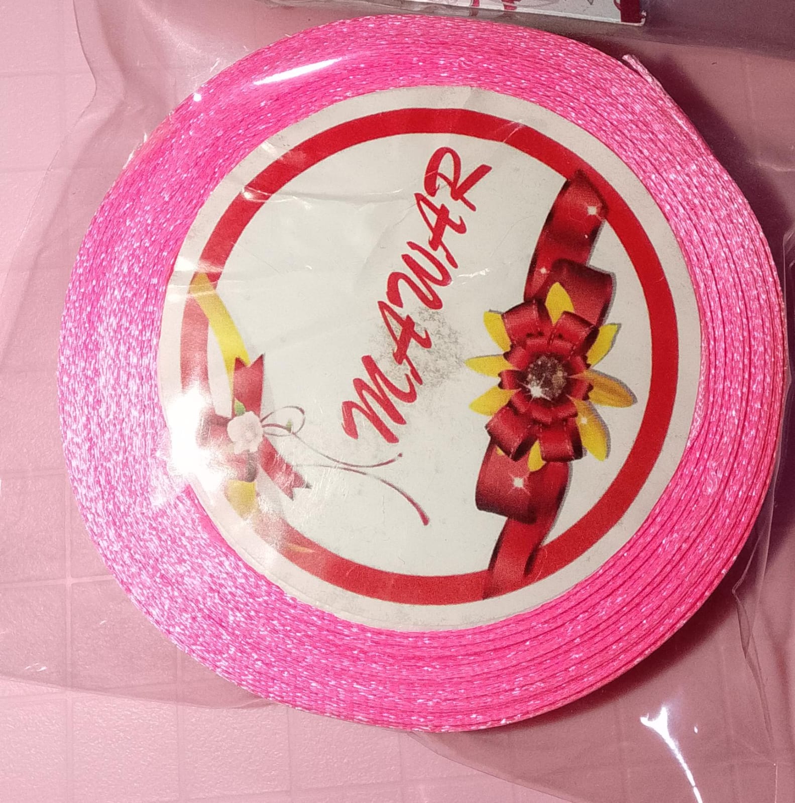 Pita Satin 1/2 Inch Warna Pink Merek Mawar